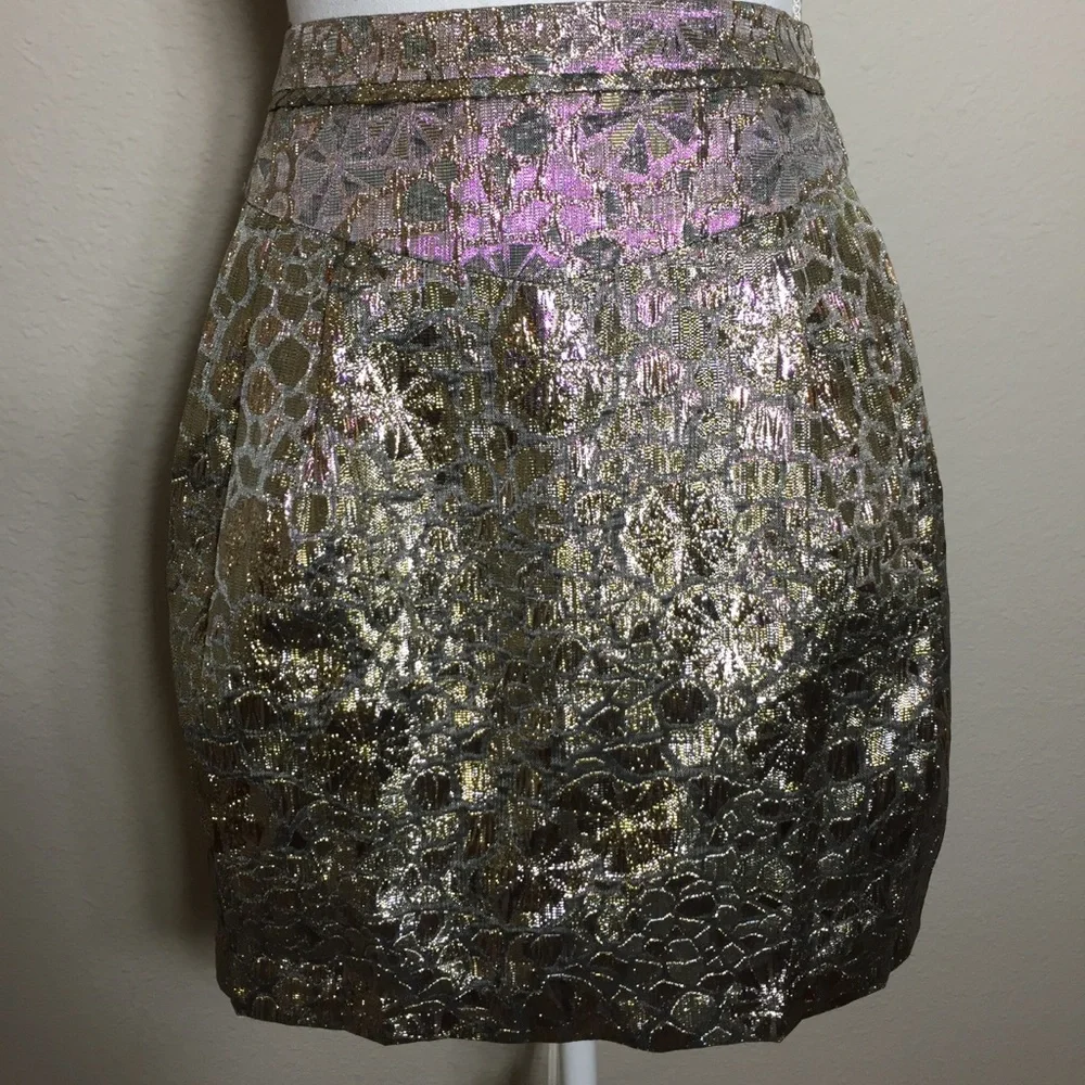 Kimichi Blue Gold Metallic Skirt - Picture 1 of 4